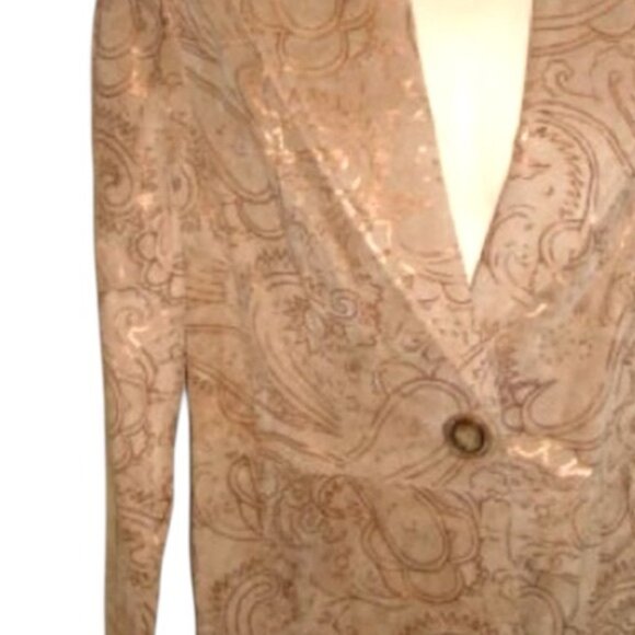 GUILLAUME NEW Leather Suede Jacket Blazer Paisley Metallic Print Pockets Coat S - Picture 10 of 10
